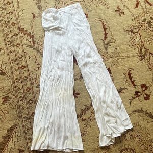 Super flare white linen pants